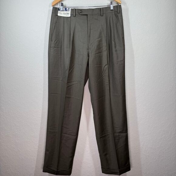 Men's Ralph Lauren Pleated and Cuffed Brown Dress Pants 36 x 32 NEW - Picture 2 of 7